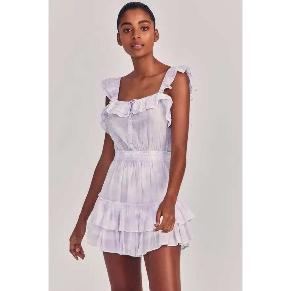LoveShackFancy Love Shack Fancy Purple White Frilly Marina Dress Cotton Boho XS